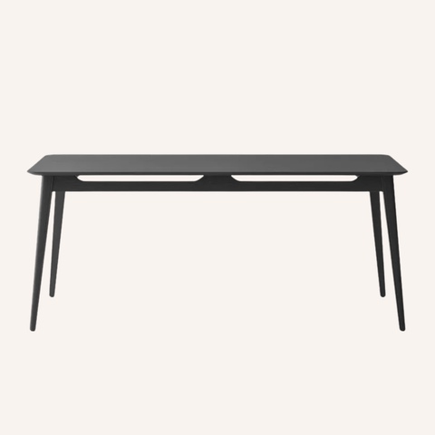 Reuke Dining Table in Black oak finish, front view