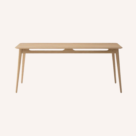 Reuke Dining Table in Natural solid oak finish, front view