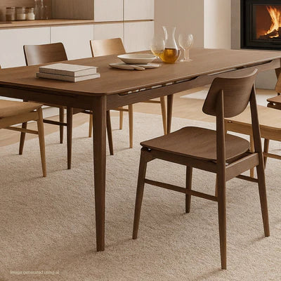 Reuke Dining Table styled with Oslo Dining Chair in a contemporary dining room