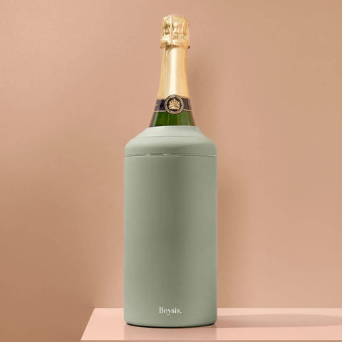 Sage Wine Cooler with a wine bottle inside