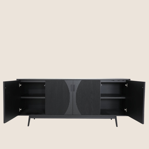 sideboard with doors open