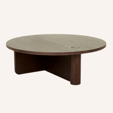 Pivot coffee table in smoked oak finish, full view