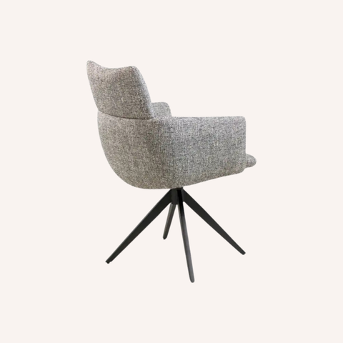 Trojan Dining Chair in Greige fabric, back profile