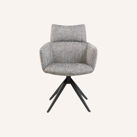 Trojan Dining Chair in Greige fabric, front view