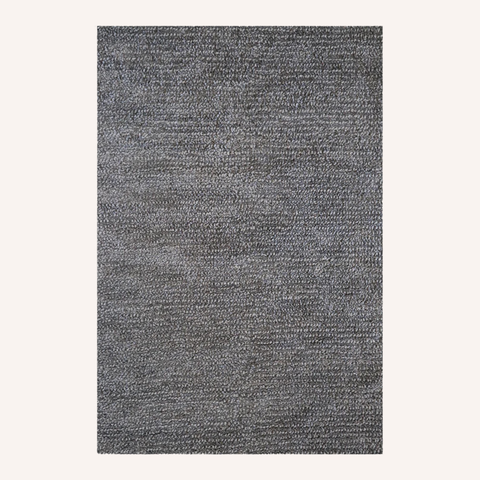 Full view of Wanaka Rug in dark grey showing cut and loop pile