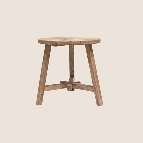 Katrina Tall End Table salvaged elm with mortice joints, front view